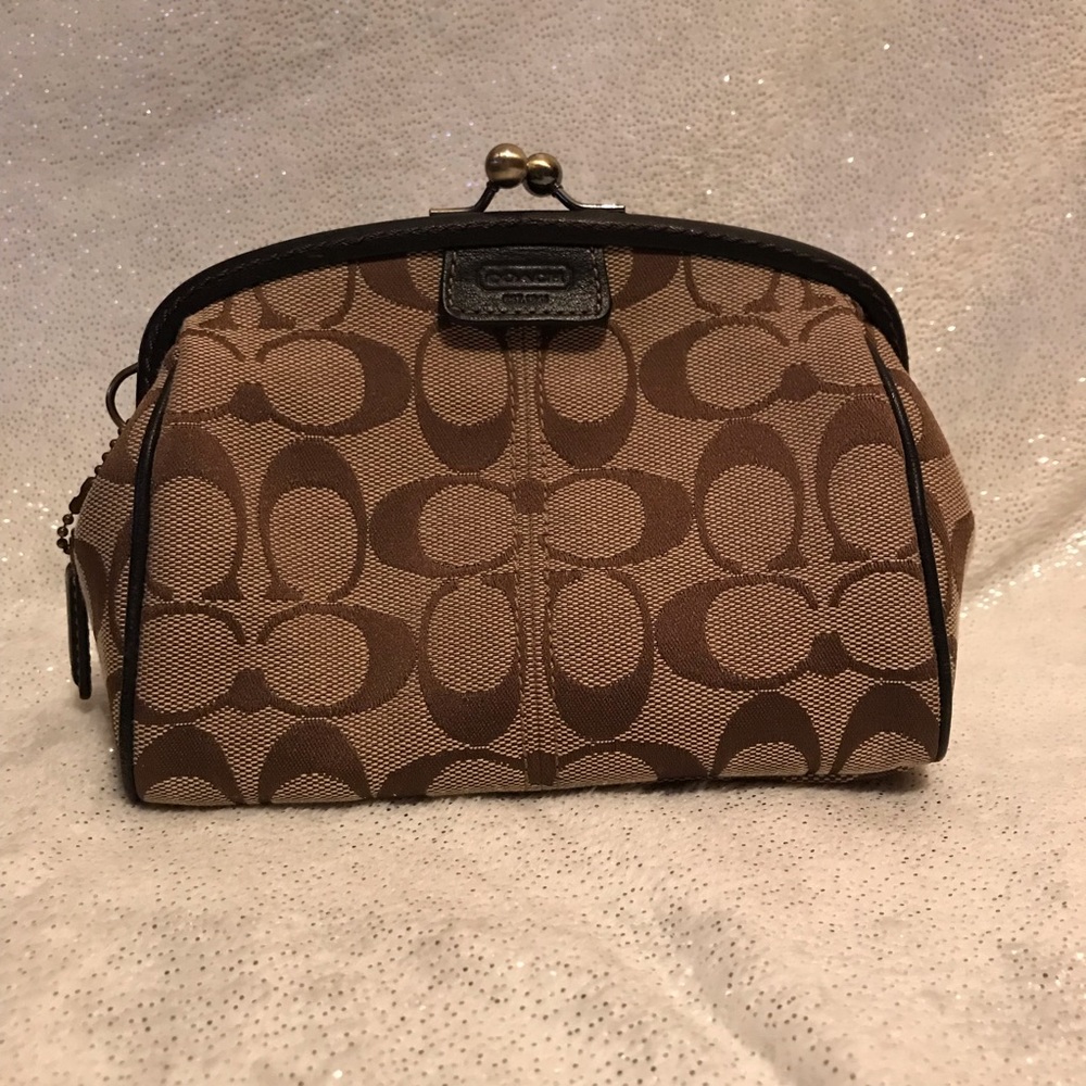 Coach Signature Khaki Makeup Clutch